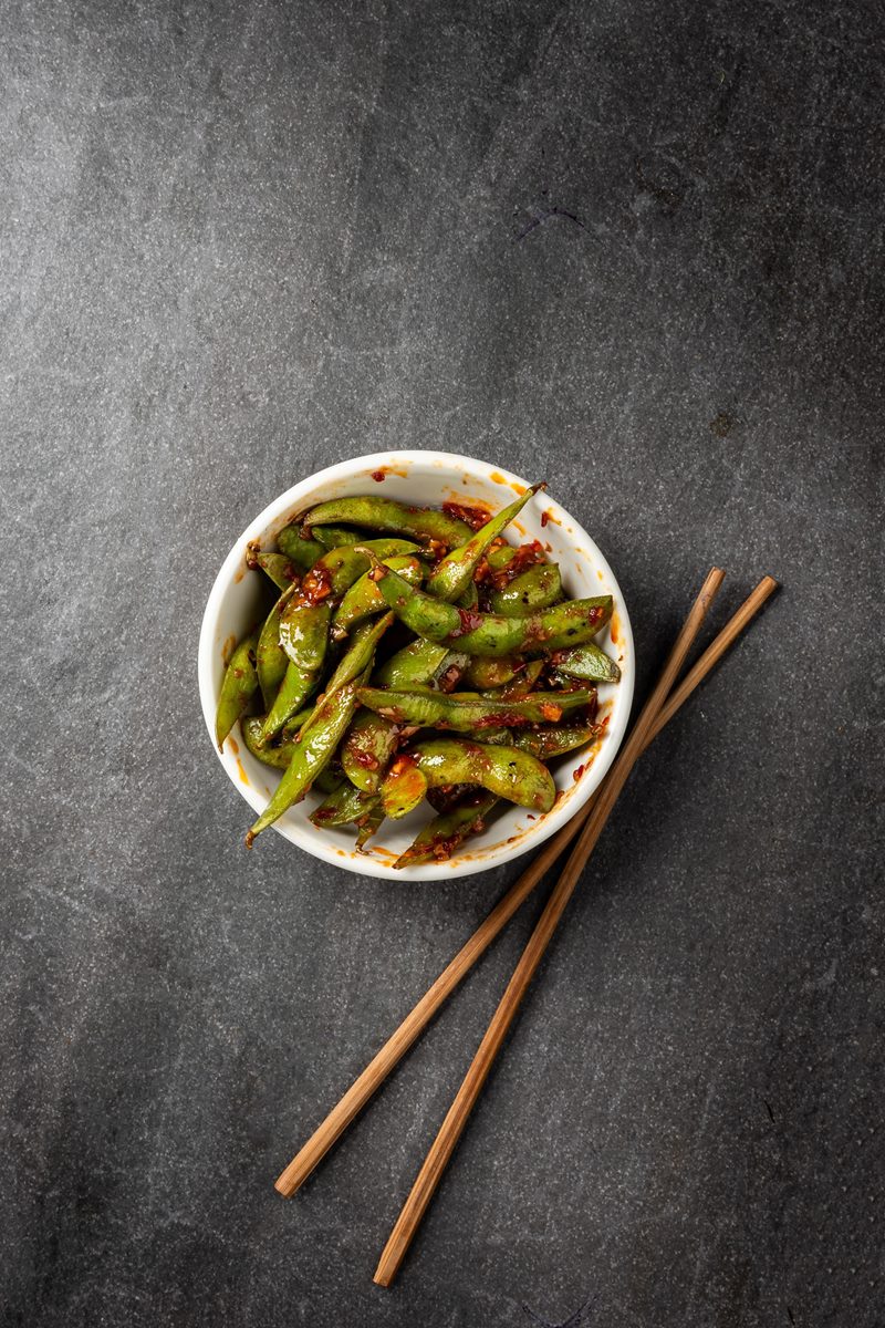 Acılı Edamame — Vibe Sushi İzmir Buca sushi fotoğraf çekimi, tepeden çekim | Mert Akdurak
